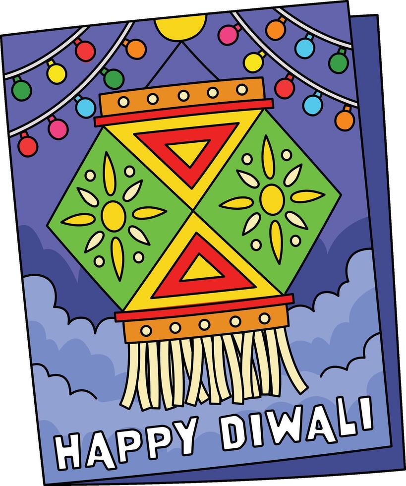 Diwali Greeting Cards Cartoon Colored Clipart vector