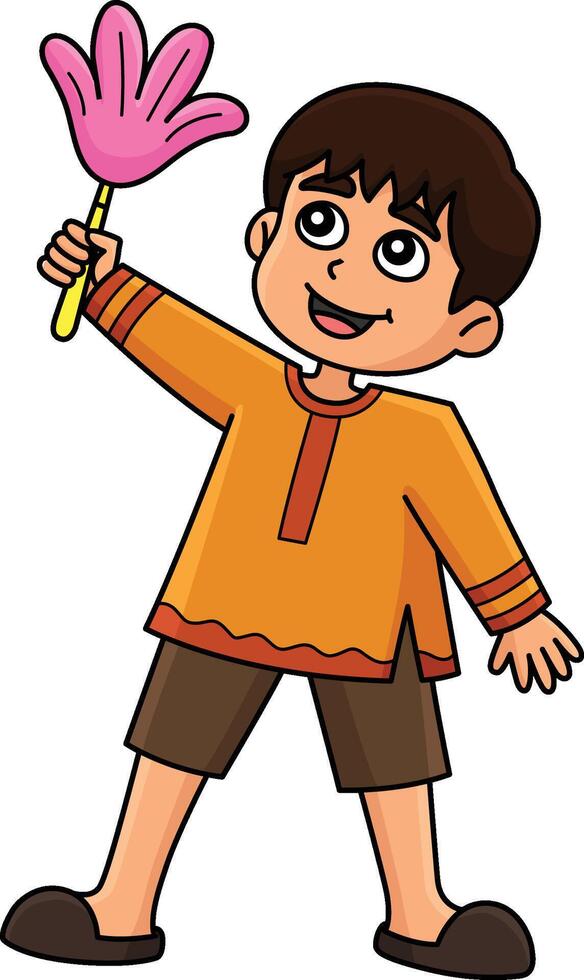 Diwali Child Playing Cartoon Colored Clipart vector