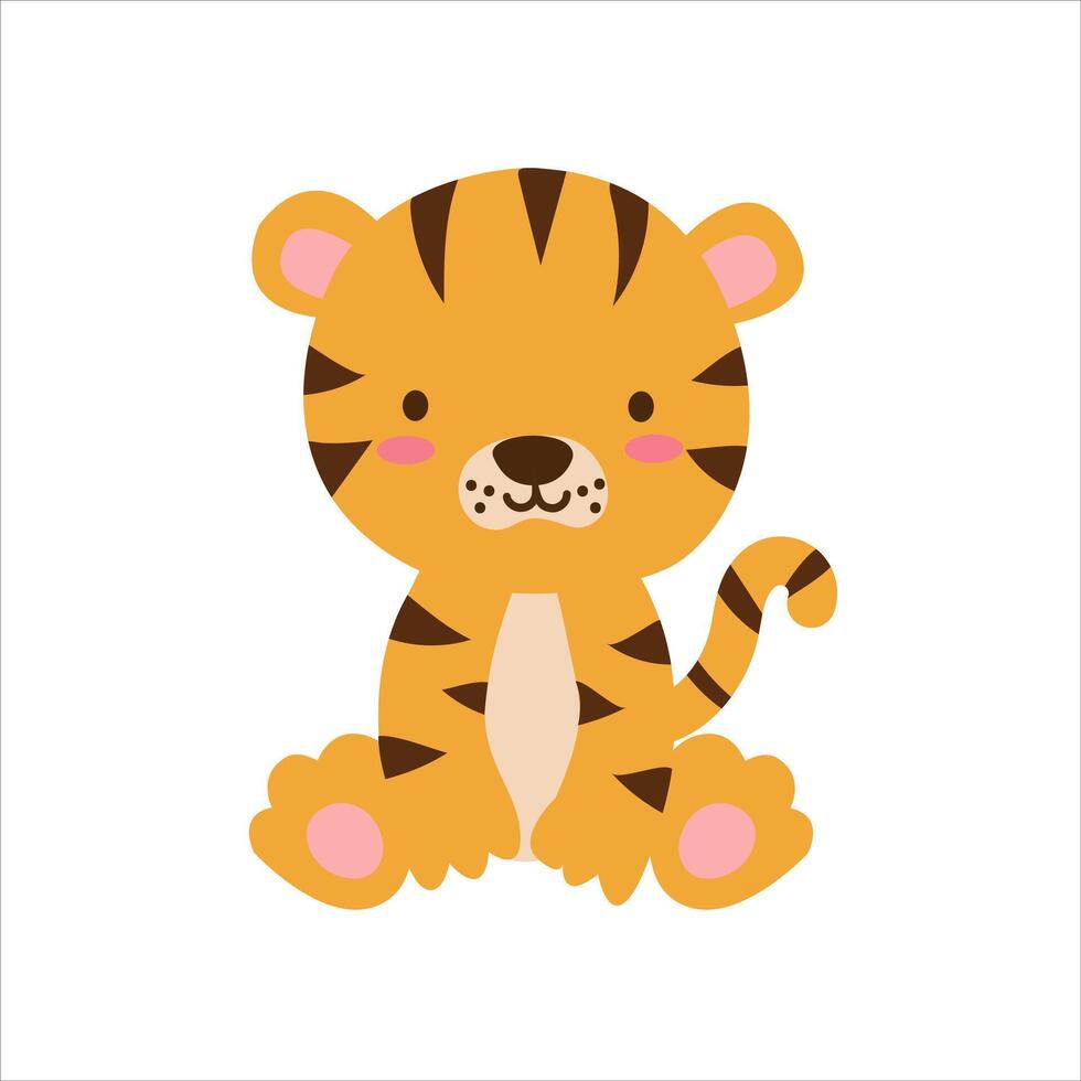 cute tiger isolated illustrations vector