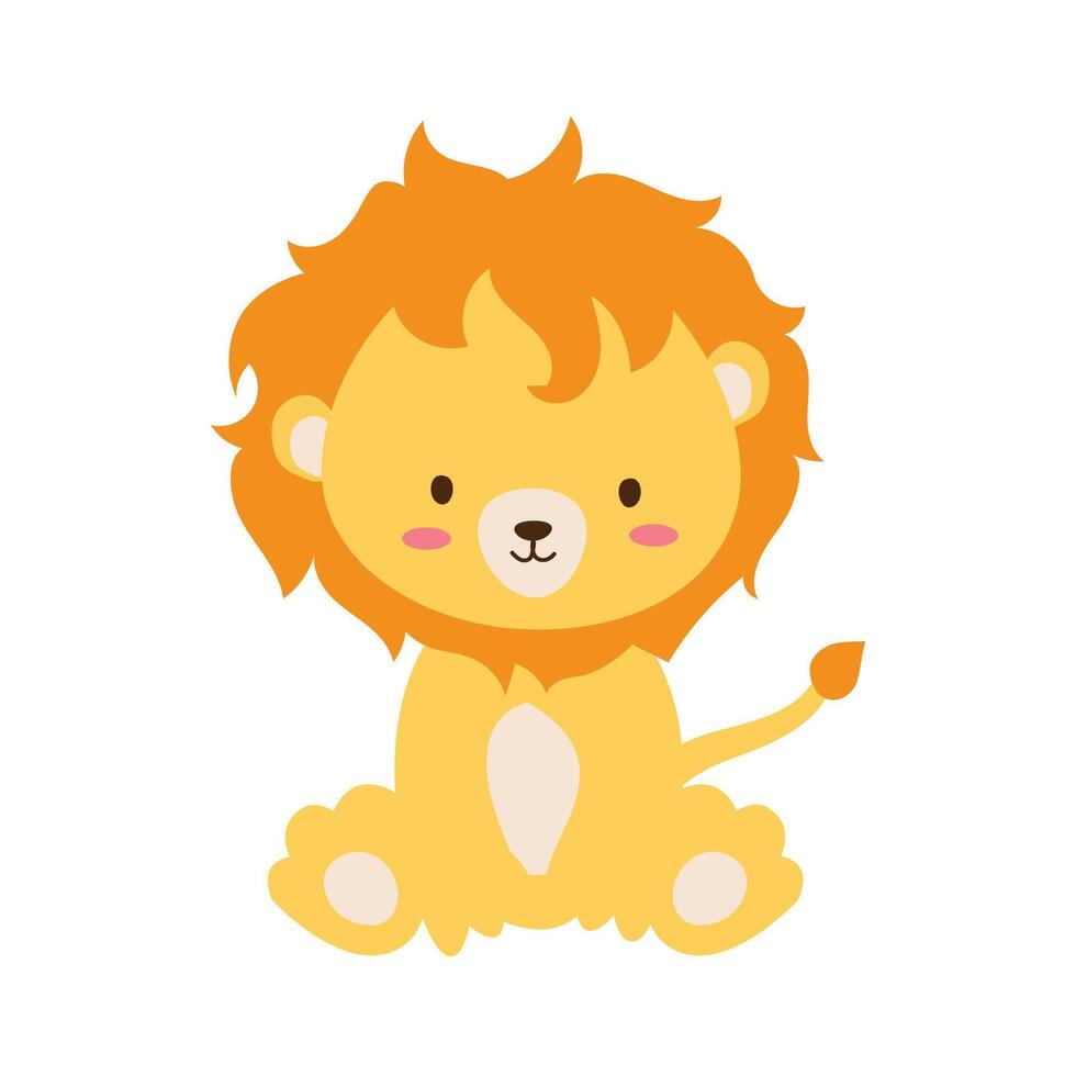 cute lion isolated illustrations vector