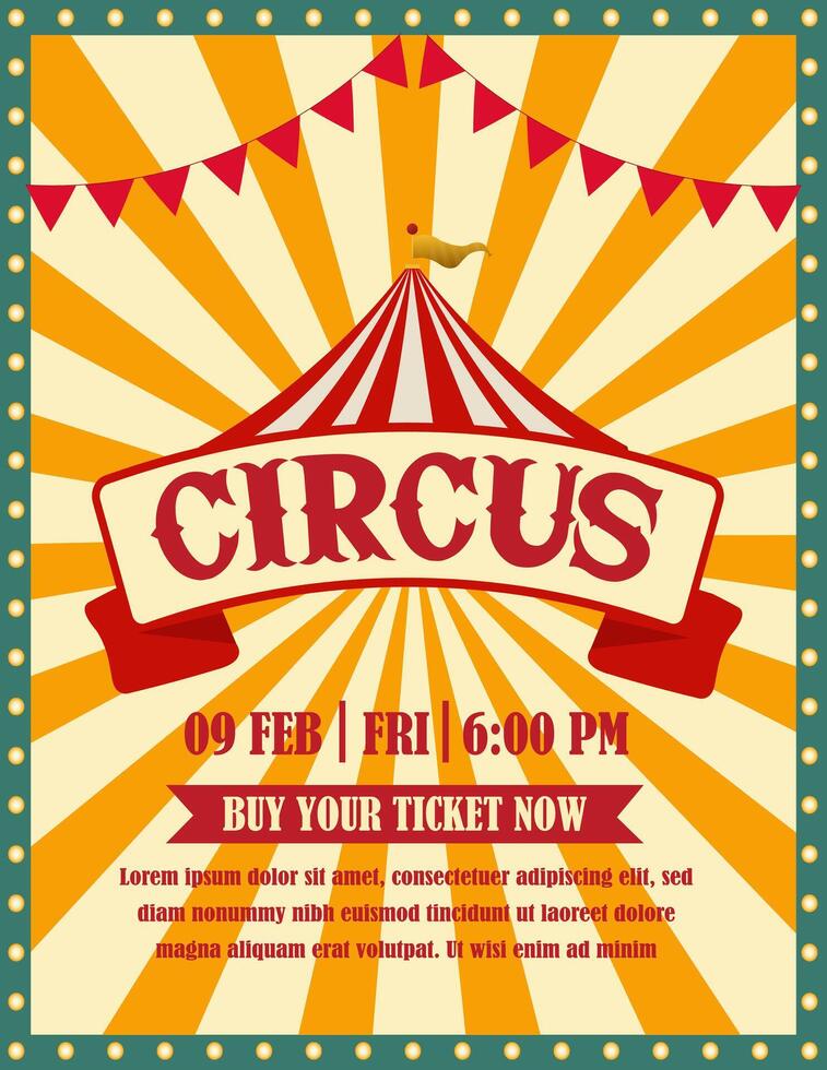Retro circus poster with tent vector