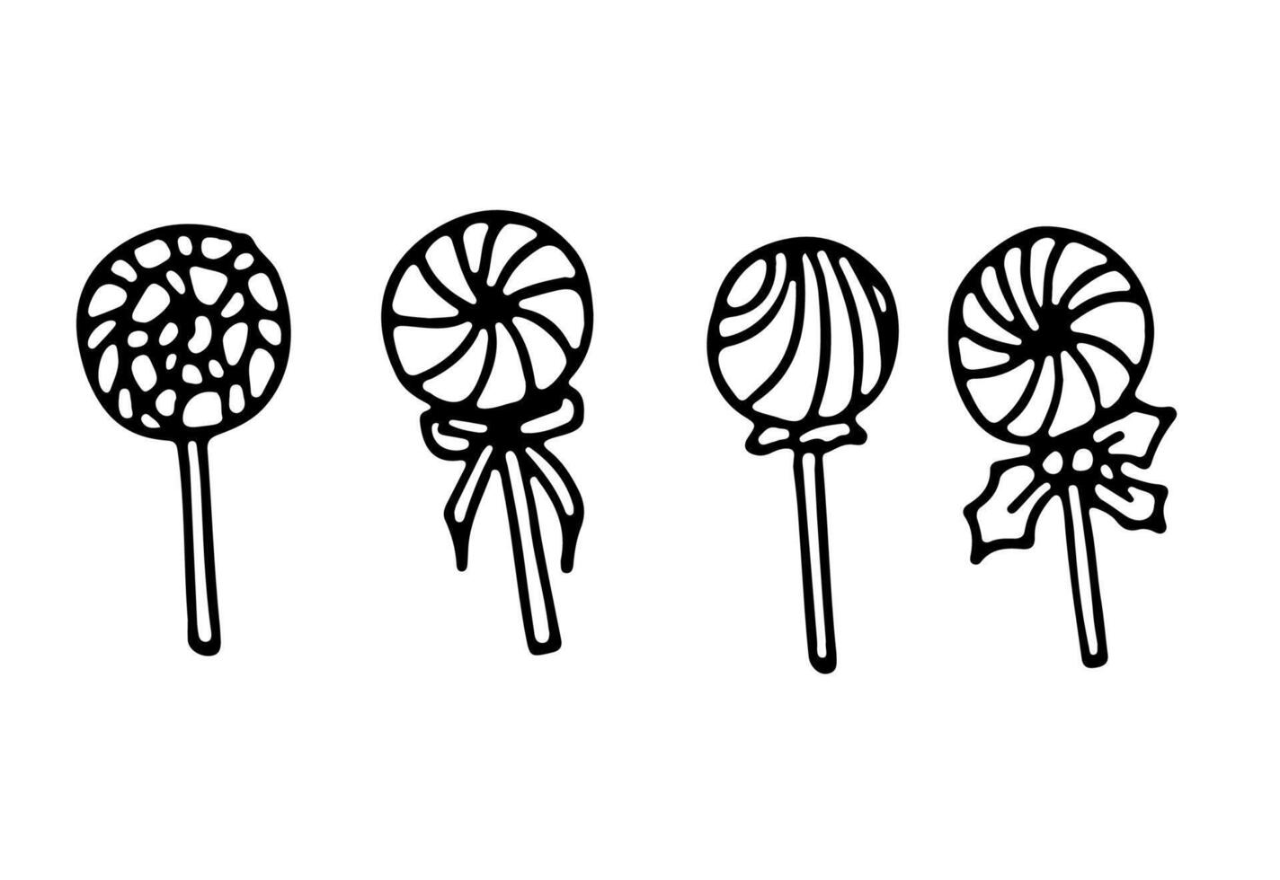 Hand drawn sweets doodles. Cute winter icons, Happy Christmas illustrations. Holiday drawings vector
