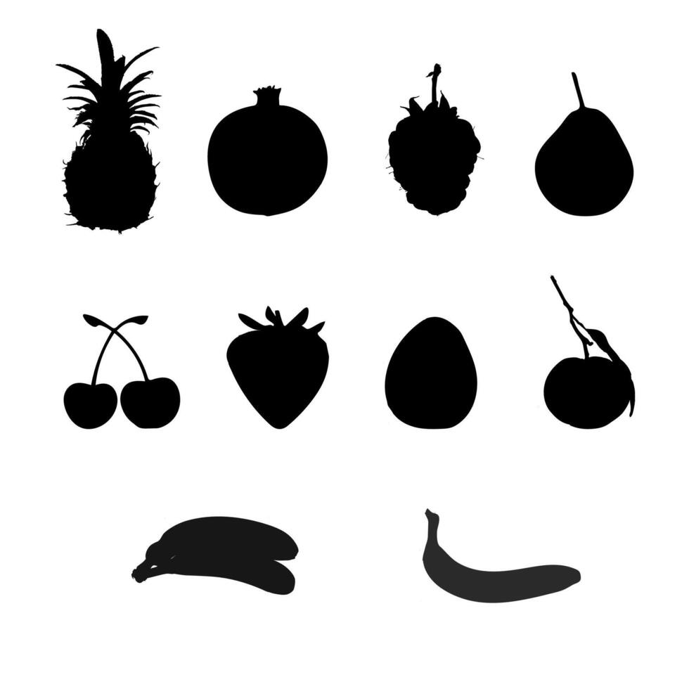 Fruits silhouetts set on white vector