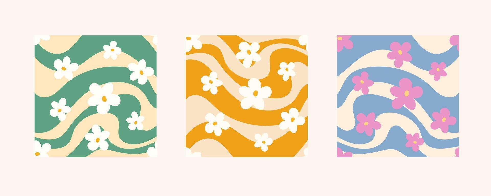 social media backgrounds set. Groovy wavy y2k checkered prints vector