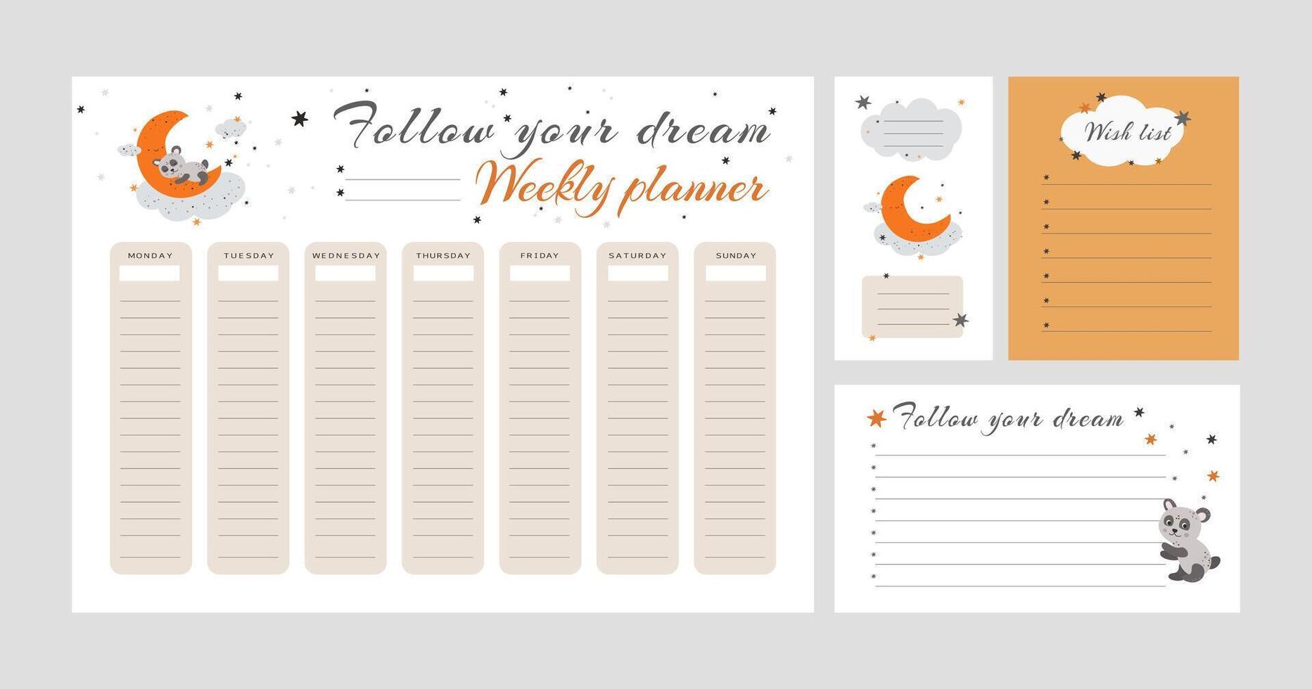 cute weekly planner vector