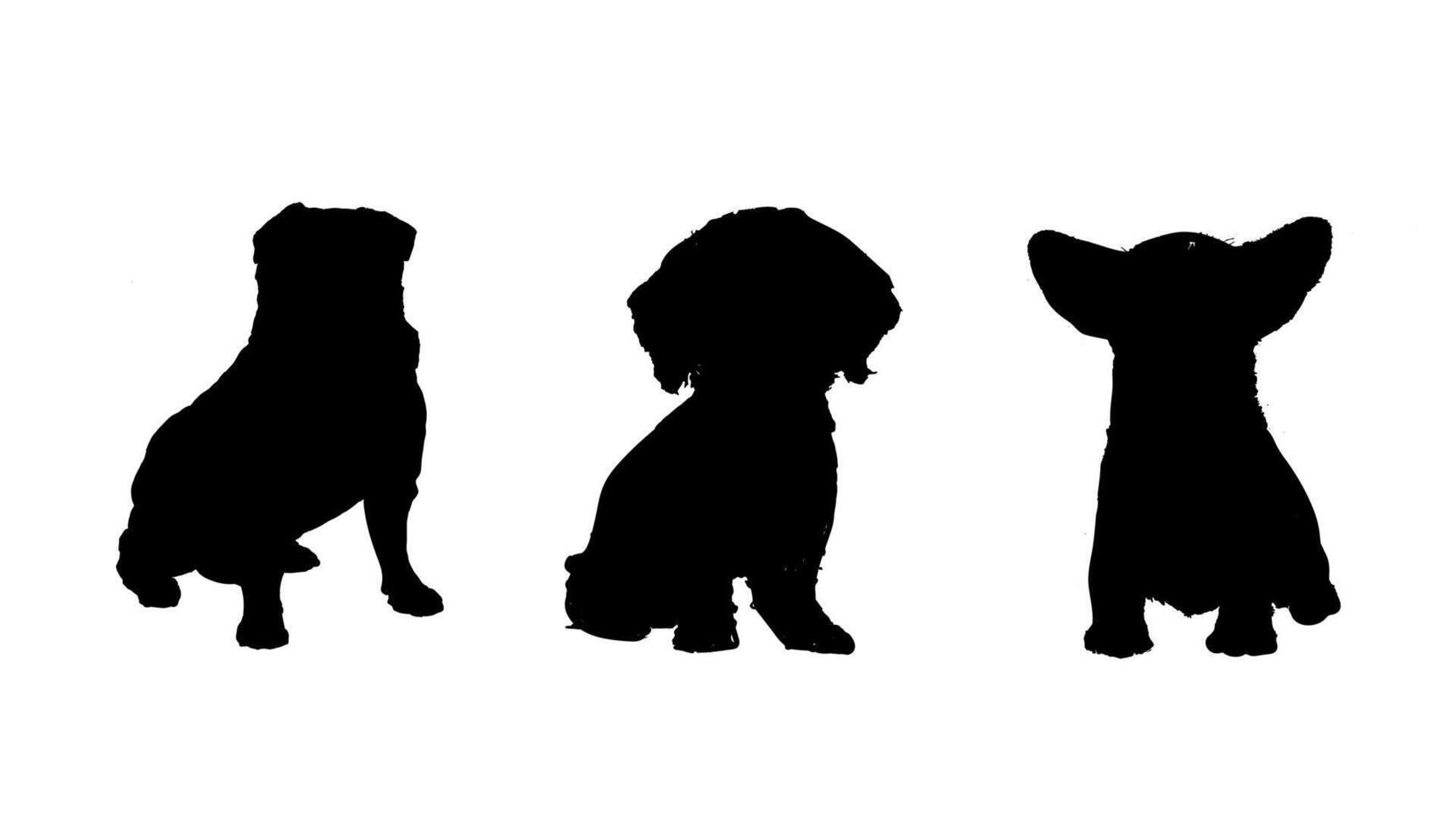 Dogs silhouetts set on white vector
