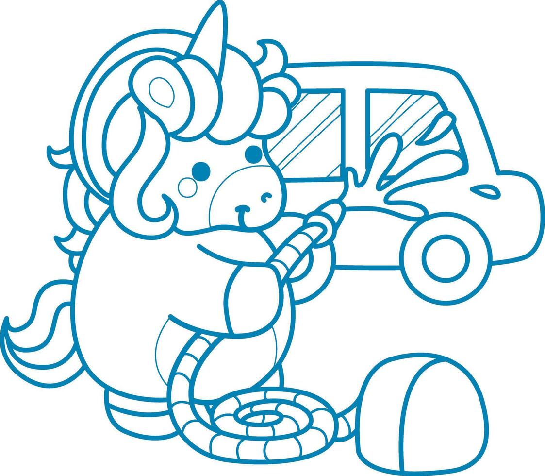 Printable outline Unicorn templates for coloring children's book vector