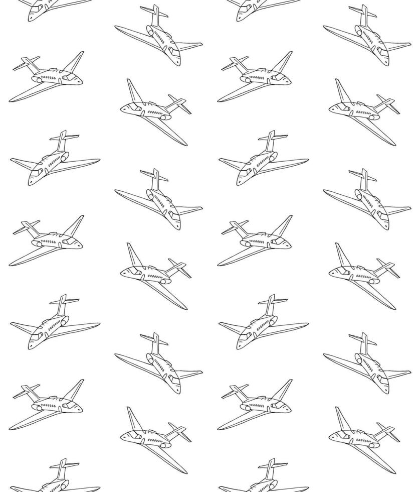 Seamless pattern of sketch airplane vector
