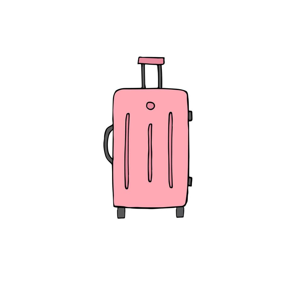 Pink luggage travel case bag vector