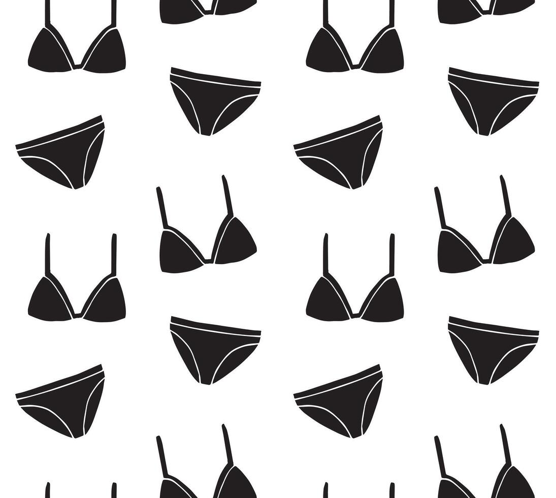 Seamless pattern of sketch female swim suit vector