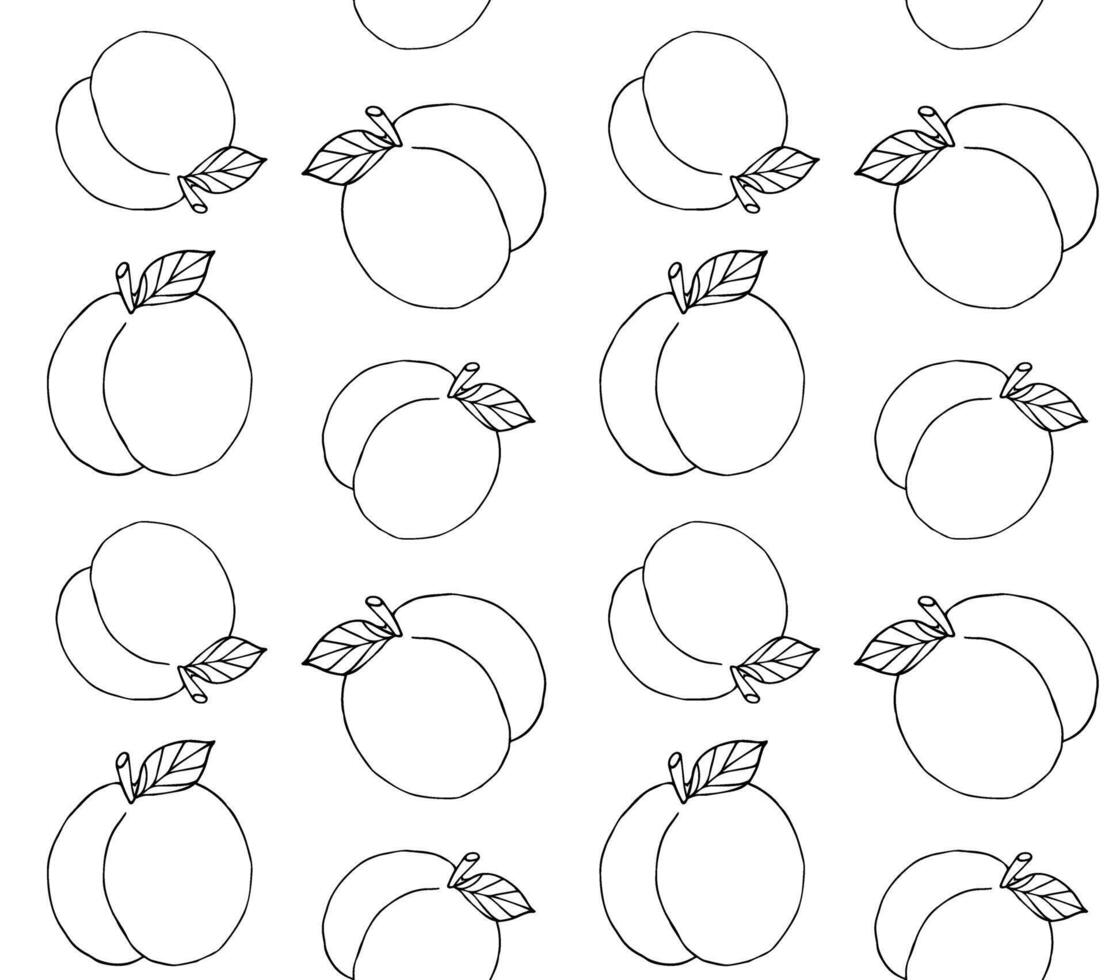 Seamless pattern of doodle sketch peach vector