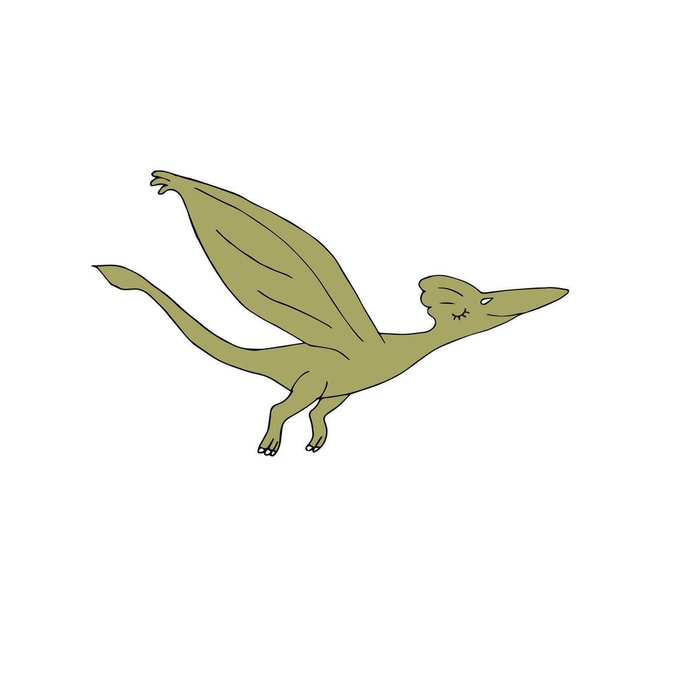 Hand drawn doodle sketch flying pterodactyl vector