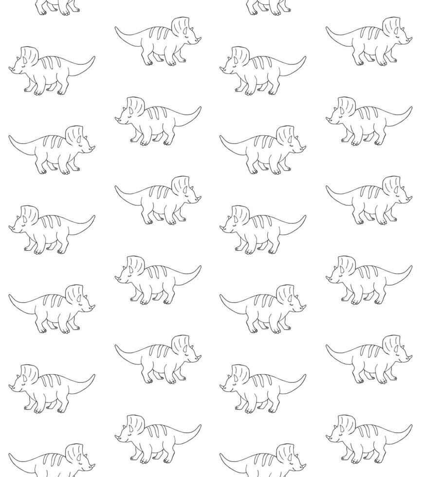Seamless pattern of triceratops dinosaur vector