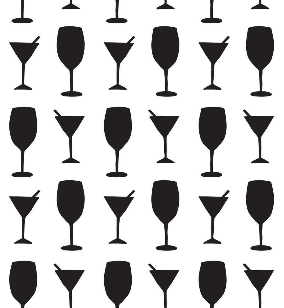 Seamless pattern of martini and wine glass vector