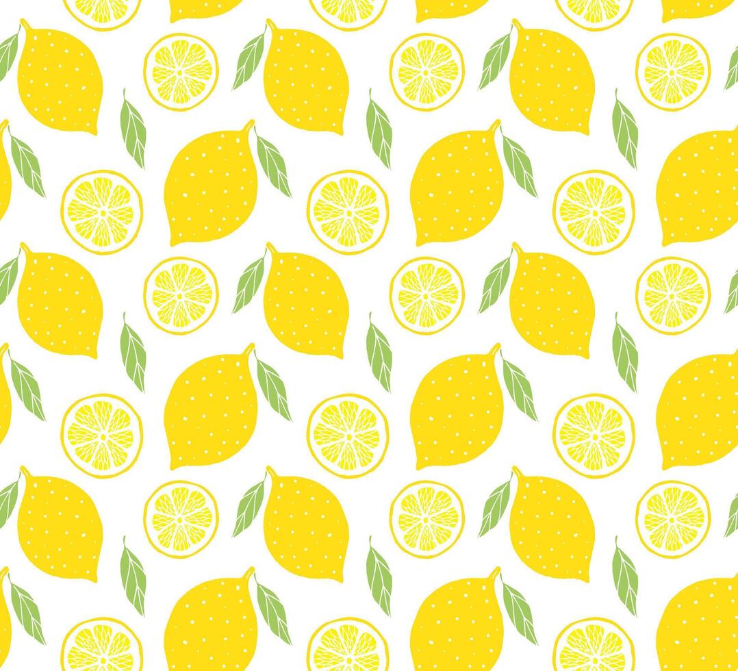 Seamless pattern of sketch colored lemon vector