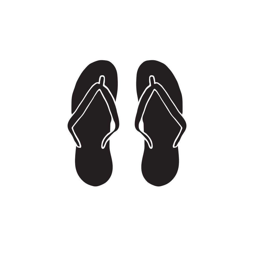 Hand drawn doodle sketch beach slippers vector