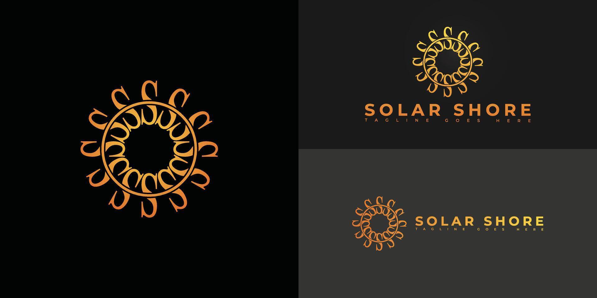 Modern spiral initial letter S or SS logo in orange color isolated on multiple background colors. The logo is suitable for solar and green energy company logo design inspiration templates. vector