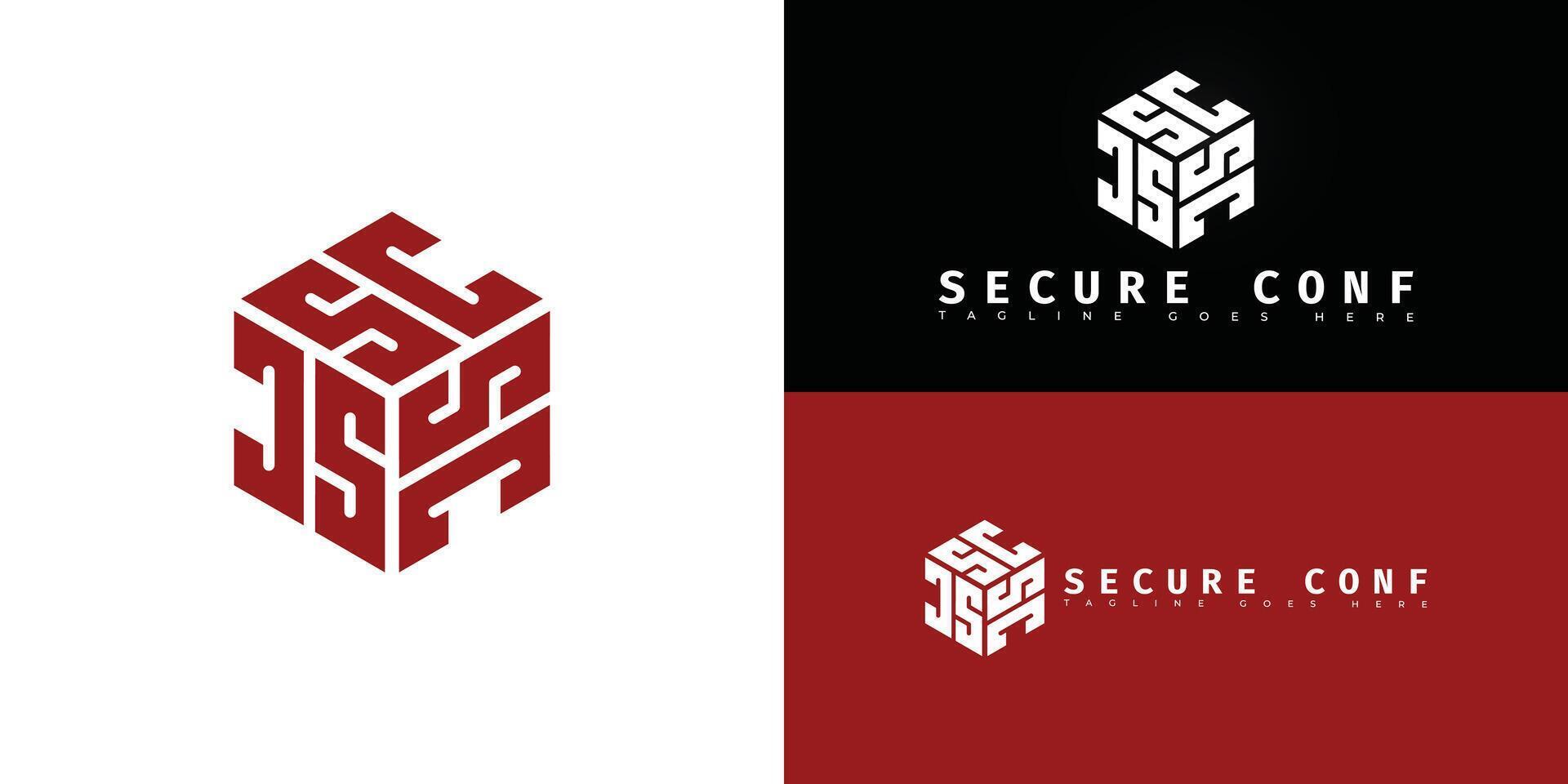 Modern hexagon initial letter SC or CS logo in red color isolated on multiple background colors. The logo is suitable for programming conference logo design inspiration templates. vector