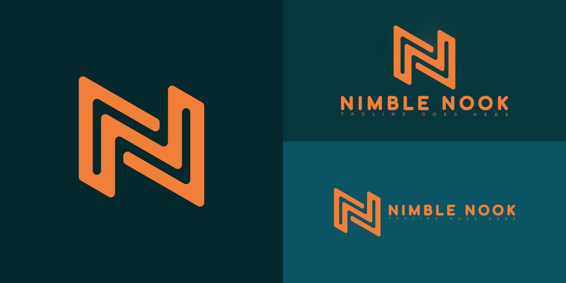 Modern initial letter N or NN logo in orange color isolated on multiple background colors. The logo is suitable for ergonomic footrest product logo design inspiration templates. vector