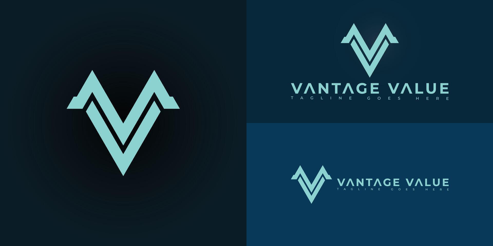 Modern triangle logo initial letter V or VV in blue color isolated on multiple background colors. The logo is suitable for chartered professional accountant logo design inspiration templates. vector