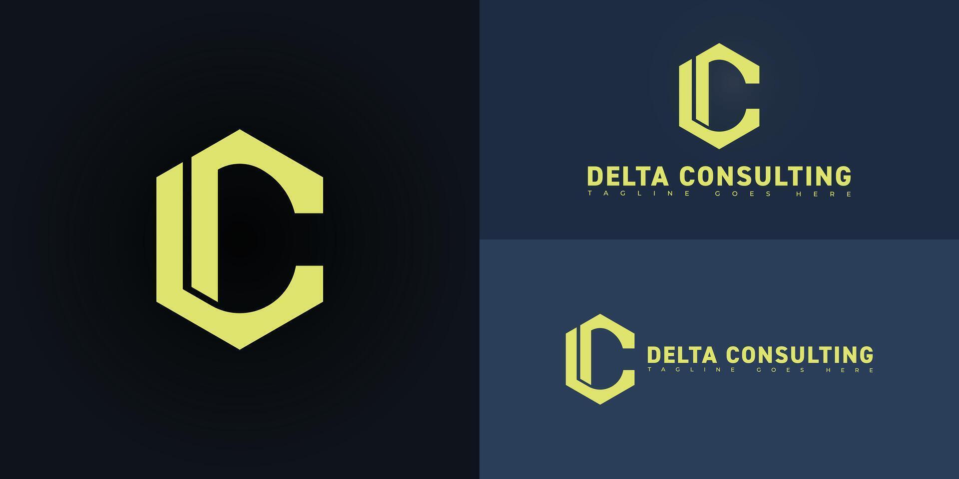 Modern hexagon initial letter DC or CD logo in yellow color isolated on multiple background colors. The logo is suitable for engineering consultant logo design inspiration templates. vector