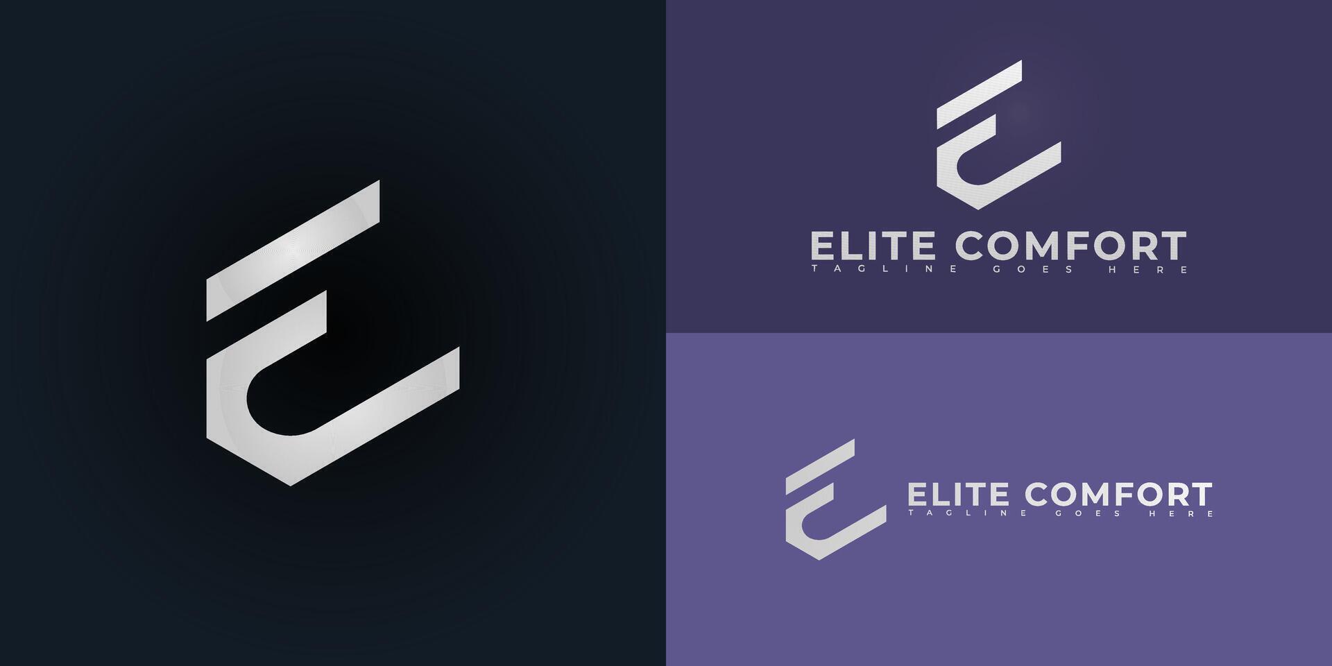 Modern initial letter EC or CE logo in silver color isolated on multiple background colors. The logo is suitable for men's underwear logo design inspiration templates. vector