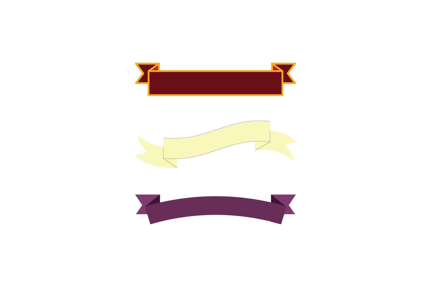 Set of Three Decorative Blank Ribbons in Red, Cream, and Purple vector