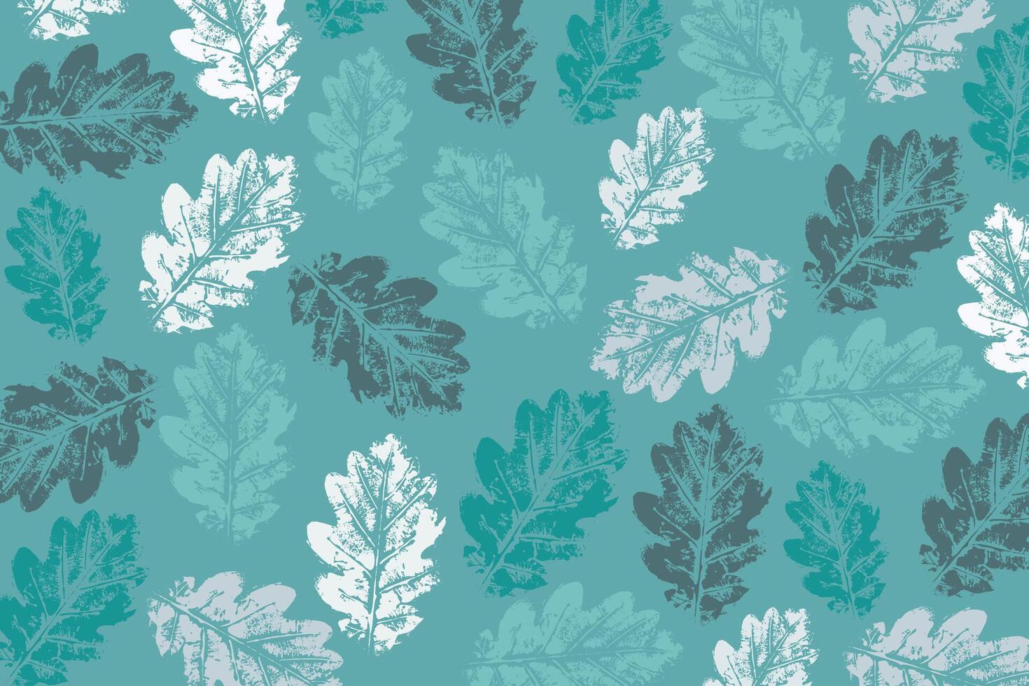 Imprinted foliage in blue tones. Grunge leaf stamp, abstract nature background with leaves vector