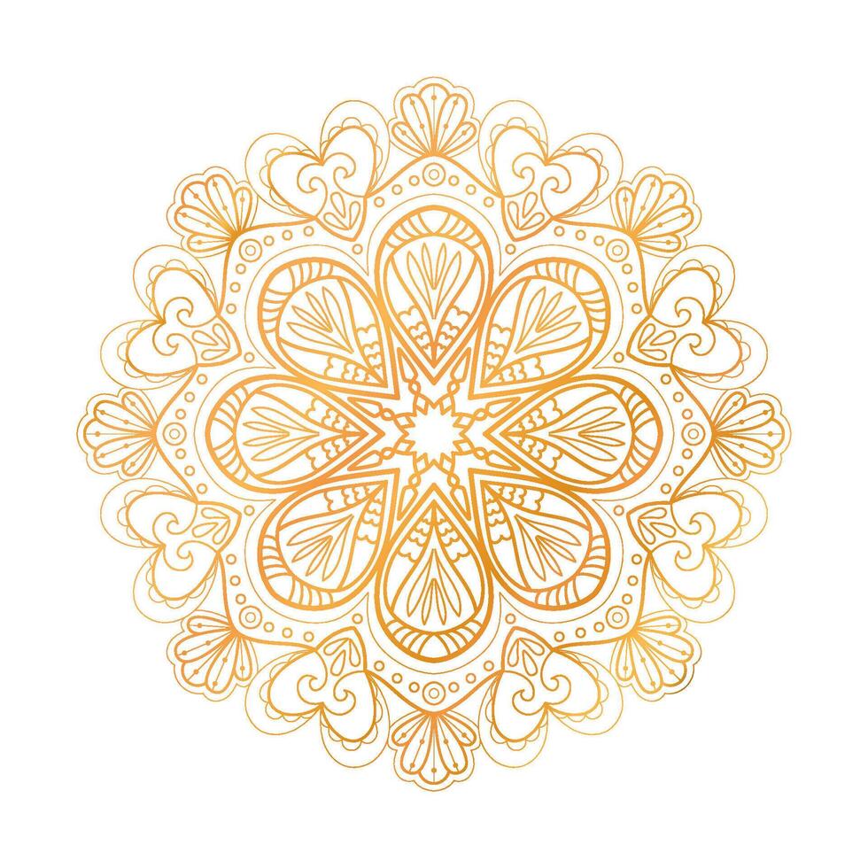 dorado mandala ornamento con floral detalles. elegante diseño para invitaciones y saludo tarjetas vector