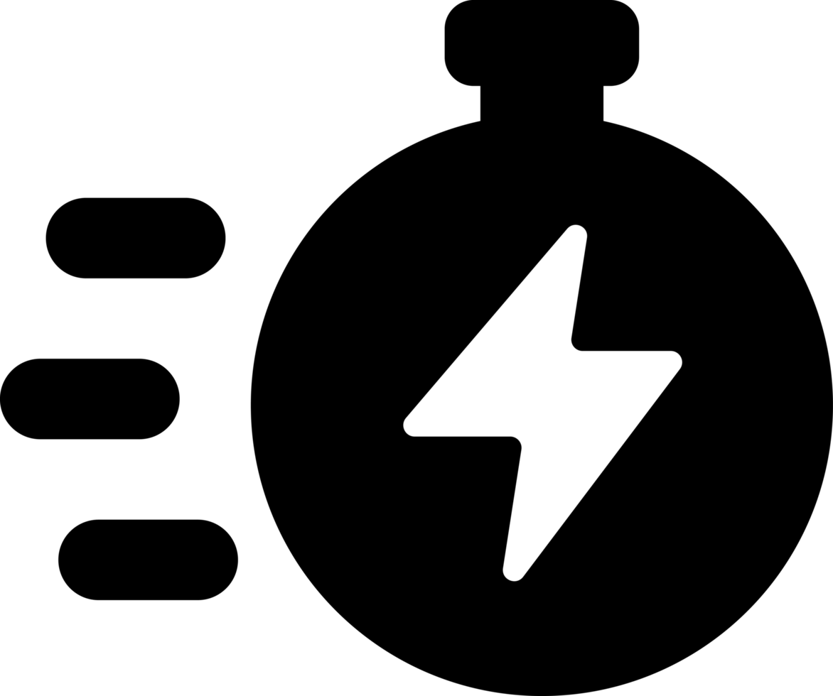 Simple Fast stopwatch thunder icon black color png