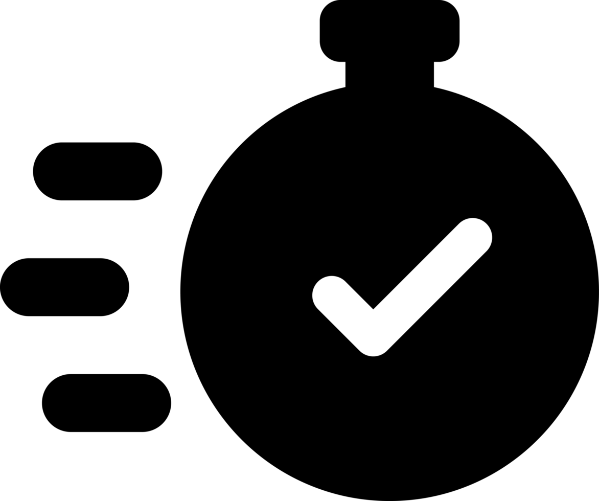Simple Timer Icon Fast Time Fast Delivery tick icon black color png