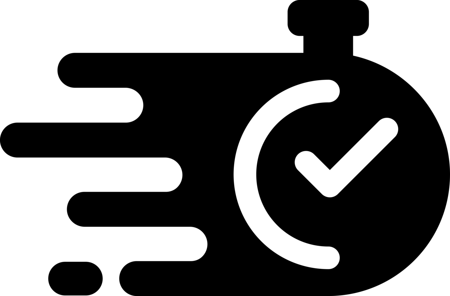 Check stopwatch tick time icon black color png