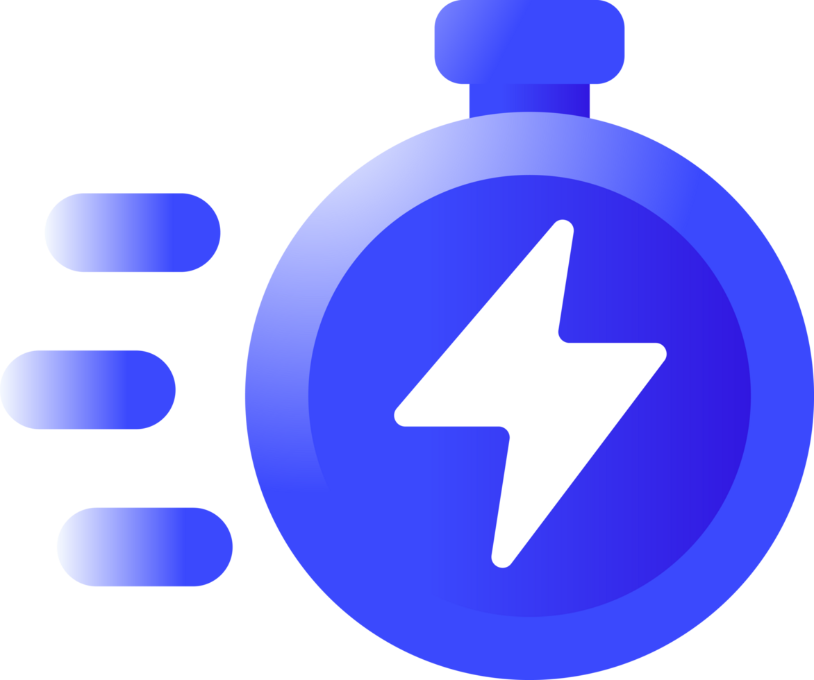 Simple Fast stopwatch thunder icon blue color png