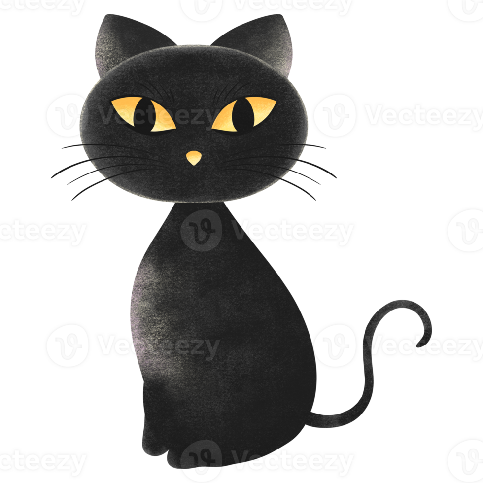 cat on Halloween day spooky Set of hand drawn illustrations. png