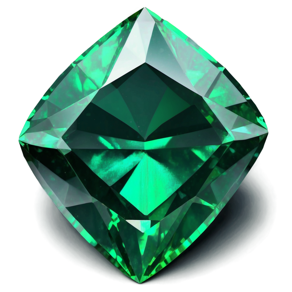 faceted sides on a green emerald on a transparent background png