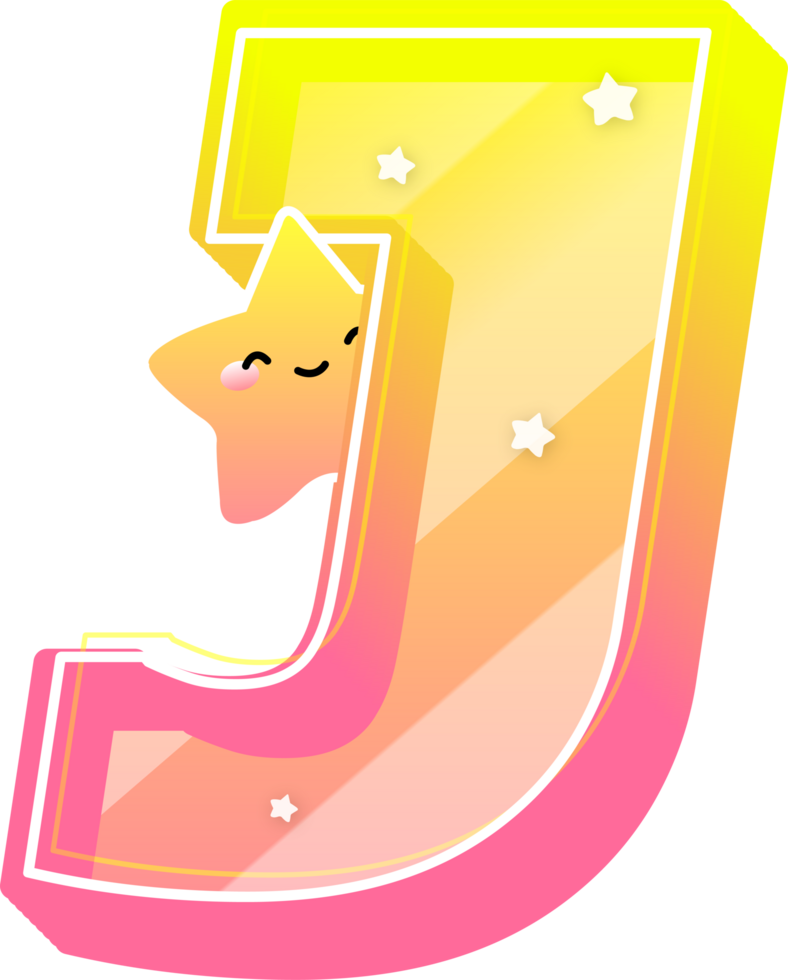 Letter J, Cute Star Alphabet Lettering png