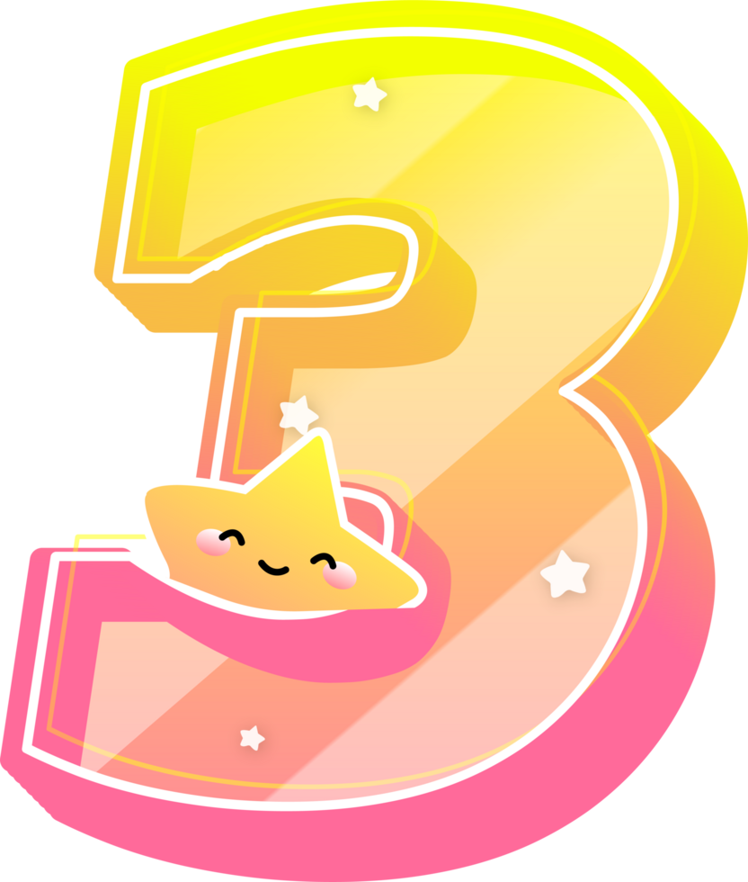 Number 3, Cute Star Alphabet Lettering png