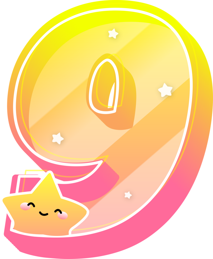 Number 9, Cute Star Alphabet Lettering png