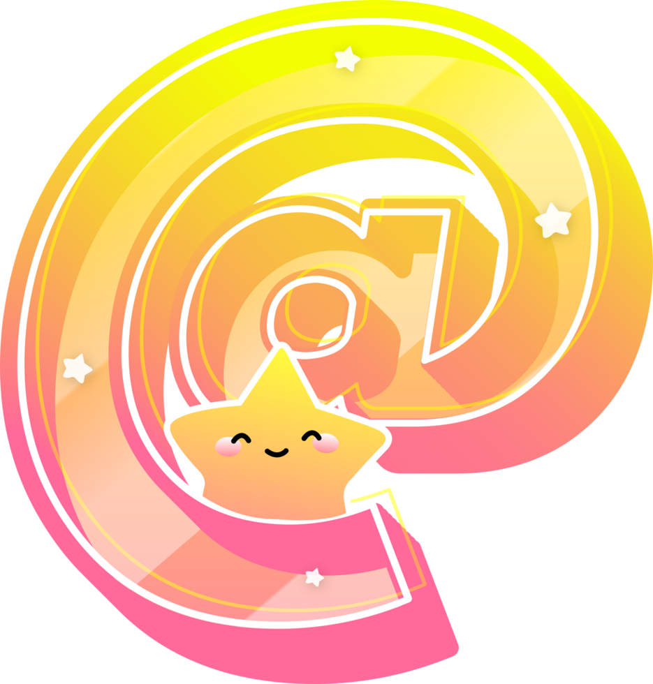 At sign, Cute Star Alphabet Lettering png
