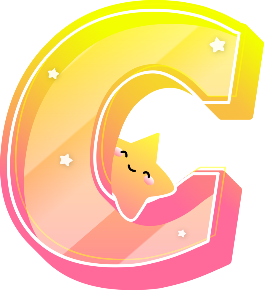 Letter C, Cute Star Alphabet Lettering png