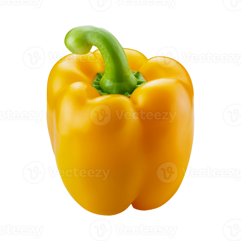 a yellow pepper with a green stem on it png