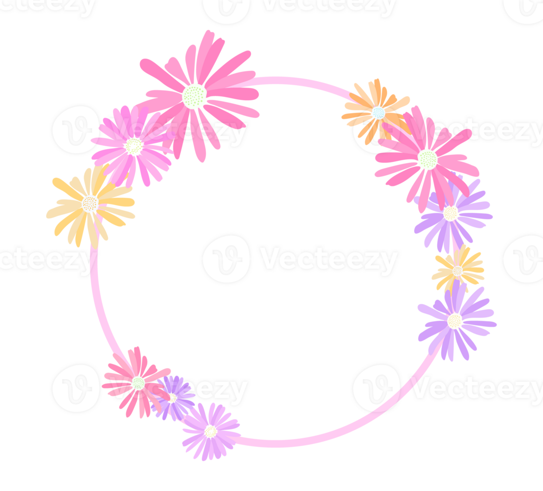 blossom daisy floral frame banner isolated on background png