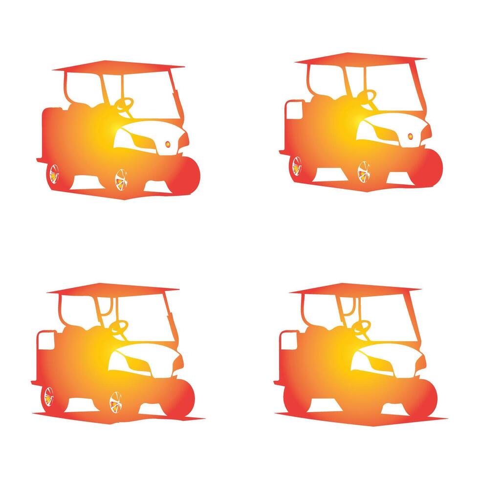 Quartet of Gradient Golf Carts Silhouettes vector