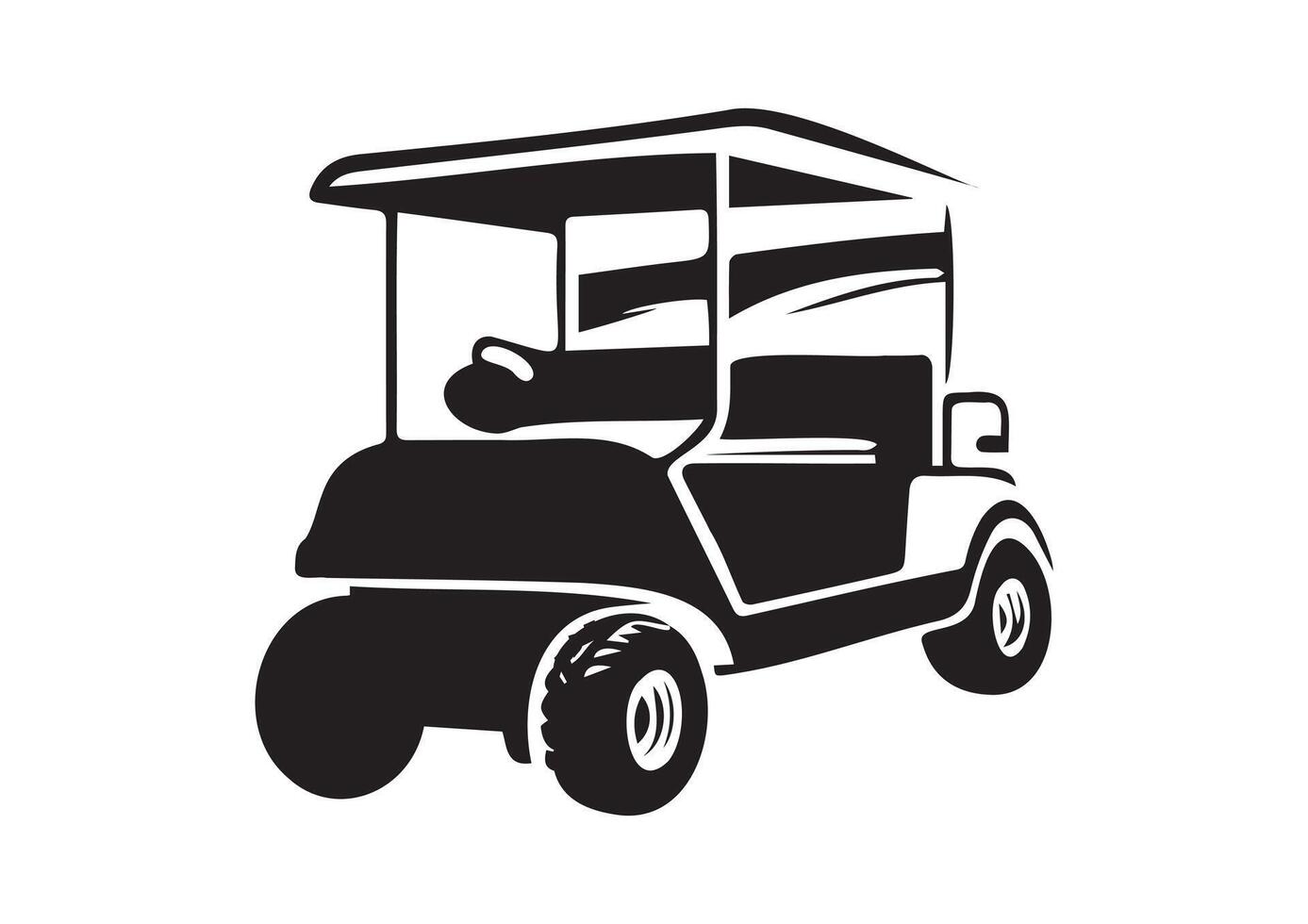 Sleek Silhouette of a Modern Golf Cart Isolated on White vector