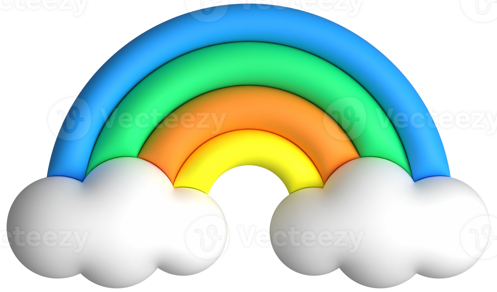 Cute 3d element rainbow with clouds png