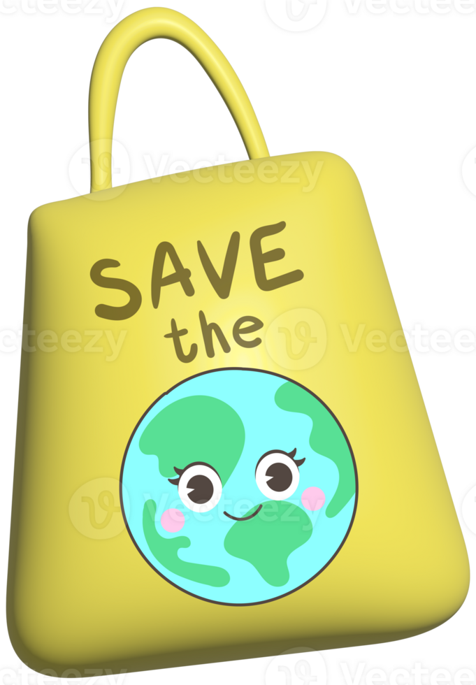 3d World Earth Day ecology lifestyle fabric reuse bag png