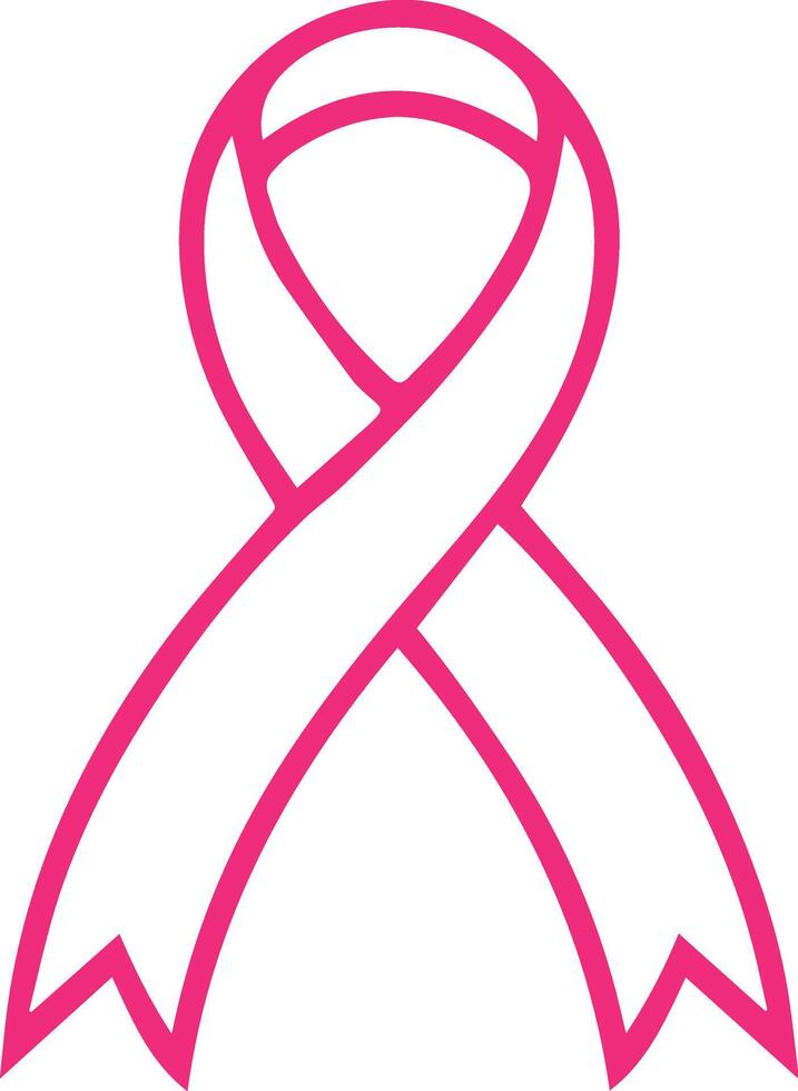 Pink Breast Cancer Ribbon Icon Outline for Medical and Health Awareness Designs vector