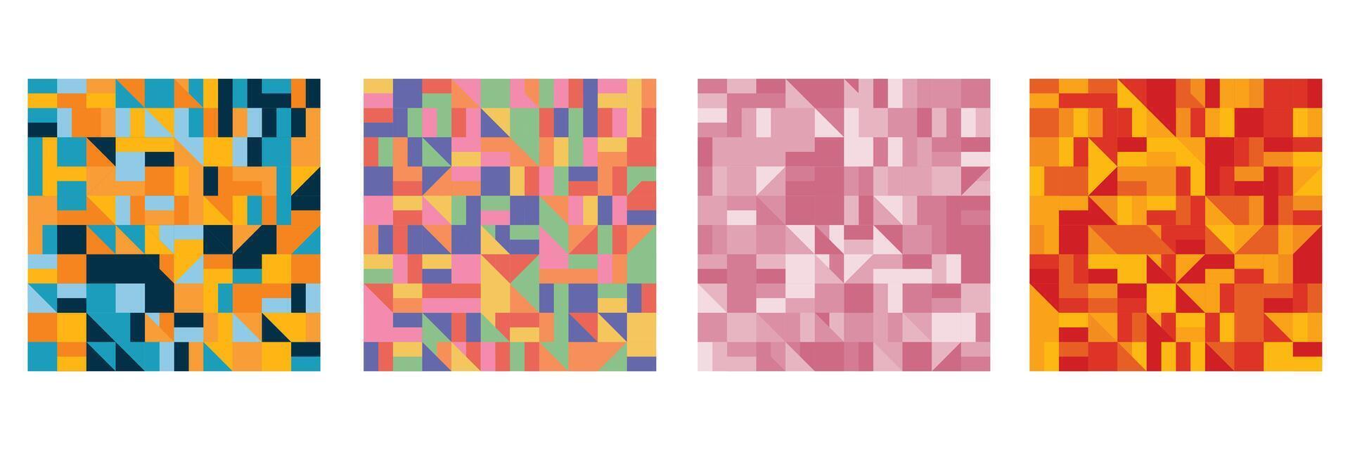 four colorful Geometric Pattern background seamless triangular vector