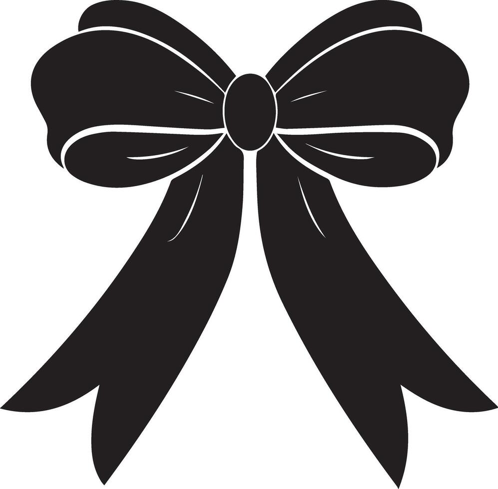 Isolated Black Gift Decorative Ribbon Icon Silhouette vector