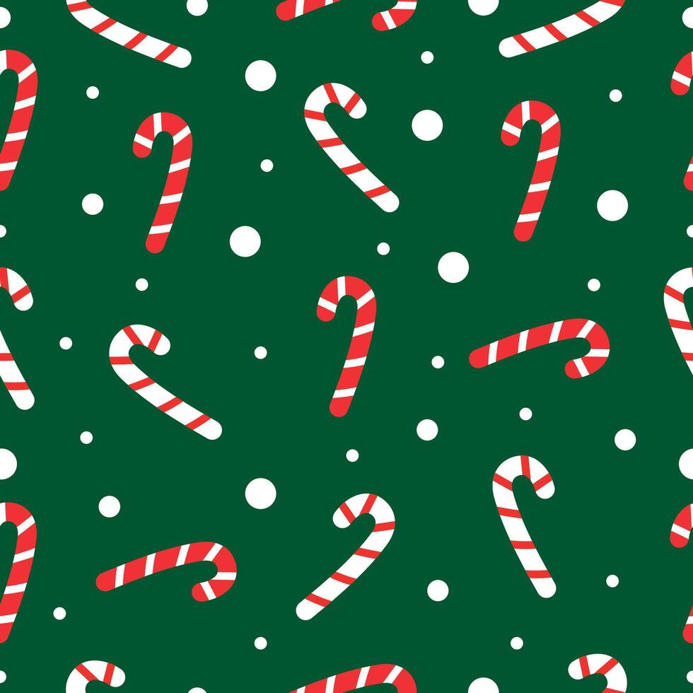 Green festive Christmas pattern with Christmas sticks. graphics vector